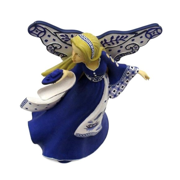 HAMILTON COLLECTION Blue Willow Sending Gentle Breezes Angel Figurine - Picture 7 of 12
